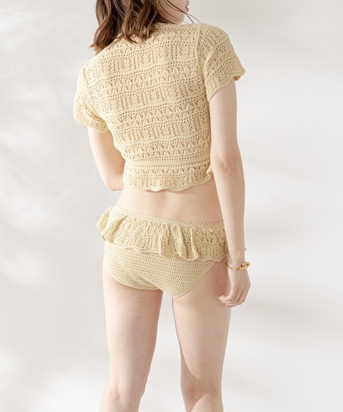 Chico（チコ）の「【水着/トップス】透かし柄リボンプルオーバー（水着・レディース・ダークブラウン/イエロー/アイボリー/ブラック・FREE）」の13枚目の写真