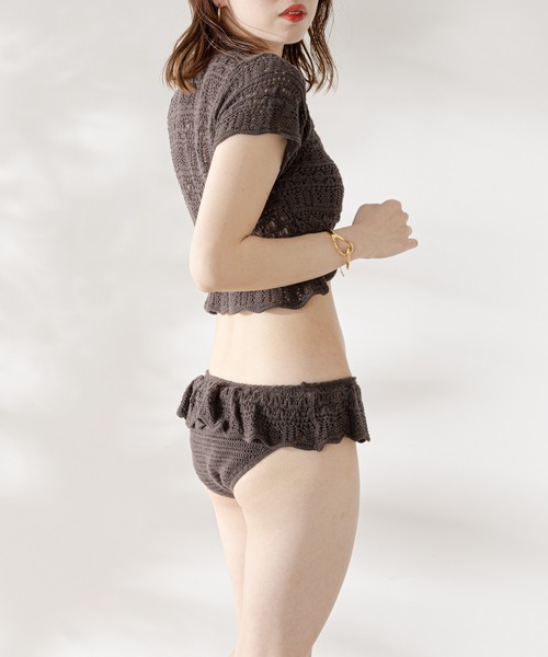 水着/SALON by Chico限定　透かし柄リボンプルオーバーショーツセット Chico（チコ）の「【水着/トップス】透かし柄リボンプルオーバー