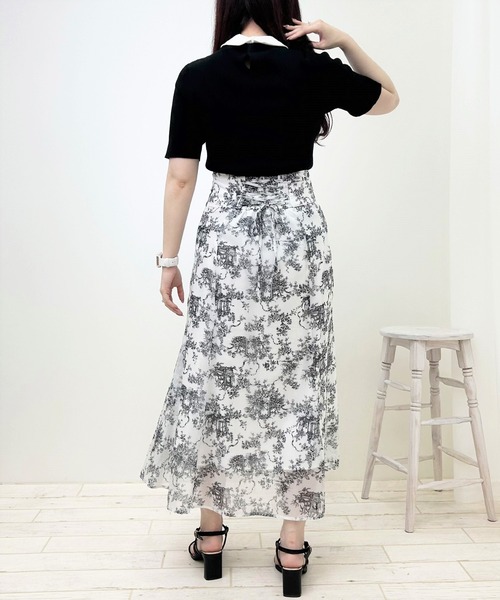 INGNI(イング)の「装飾付き襟異素材半袖ニット(ニット/セーター・レディース・ブラック/ブルー/グレー系その他・M)」の9枚目の写真