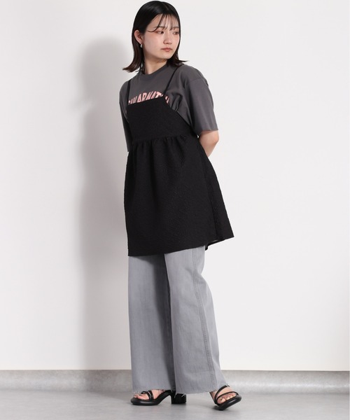 cepo(セポ)の「フクレジャガード ミニキャミワンピース(チュニック・レディース・ミント/ブラック/オフホワイト/ブラウン・M)」の2枚目の写真