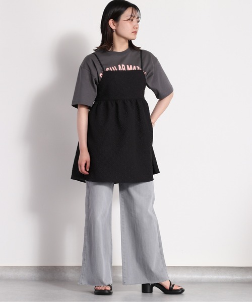 cepo(セポ)の「フクレジャガード ミニキャミワンピース(チュニック・レディース・ミント/ブラック/オフホワイト/ブラウン・M)」の5枚目の写真