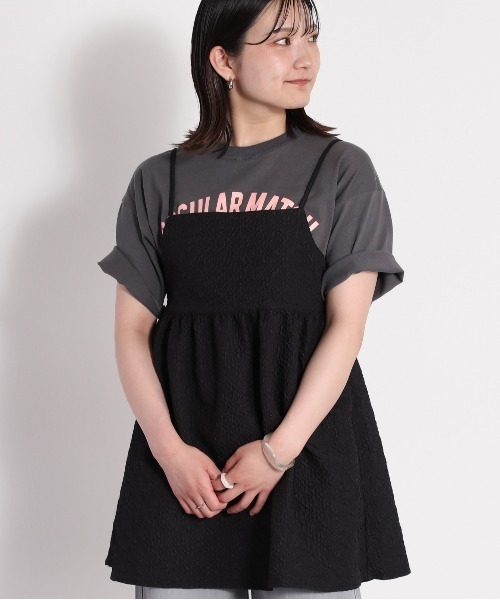 cepo(セポ)の「フクレジャガード ミニキャミワンピース(チュニック・レディース・ミント/ブラック/オフホワイト/ブラウン・M)」の8枚目の写真