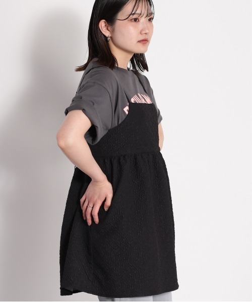 cepo(セポ)の「フクレジャガード ミニキャミワンピース(チュニック・レディース・ミント/ブラック/オフホワイト/ブラウン・M)」の9枚目の写真