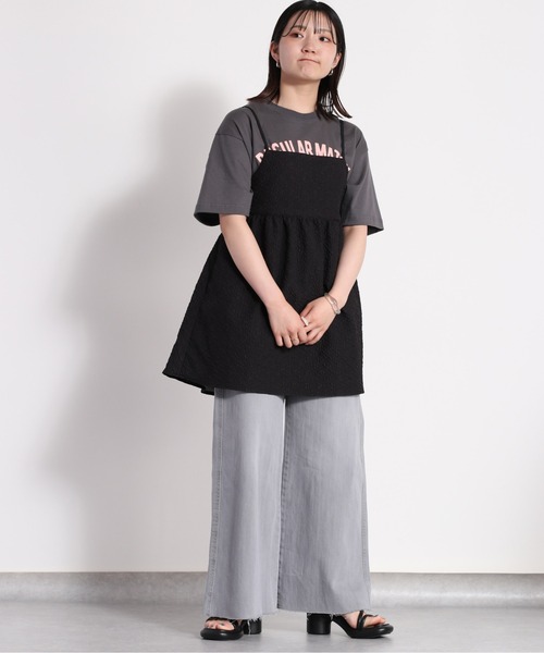 cepo(セポ)の「フクレジャガード ミニキャミワンピース(チュニック・レディース・ミント/ブラック/オフホワイト/ブラウン・M)」の7枚目の写真