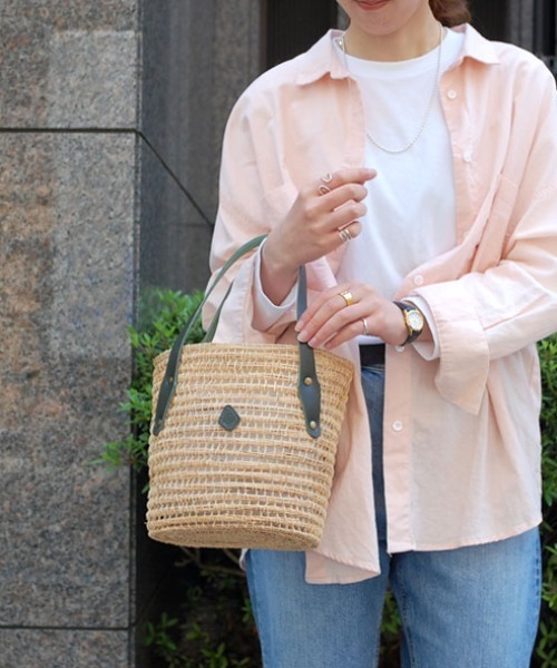 CLEDRAN(クレドラン)の「CL3527 PALM FIBER BKT 透かし編み バスケット(かごバッグ・レディース・ホワイト/ブラック/グリーン・FREE)」の12枚目の写真