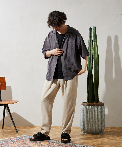 JOURNAL STANDARD relume（ジャーナルスタンダード　レリューム）の「CALIFORNIA エンブロイダリー  ガーメントダイシャツ（シャツ/ブラウス・メンズ・イエロー/ピンク/ブラック/サックスブルー・MEDIUM/LARGE）」の5枚目の写真