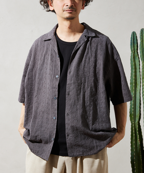 JOURNAL STANDARD relume（ジャーナルスタンダード　レリューム）の「CALIFORNIA エンブロイダリー  ガーメントダイシャツ（シャツ/ブラウス・メンズ・イエロー/ピンク/ブラック/サックスブルー・MEDIUM/LARGE）」の7枚目の写真