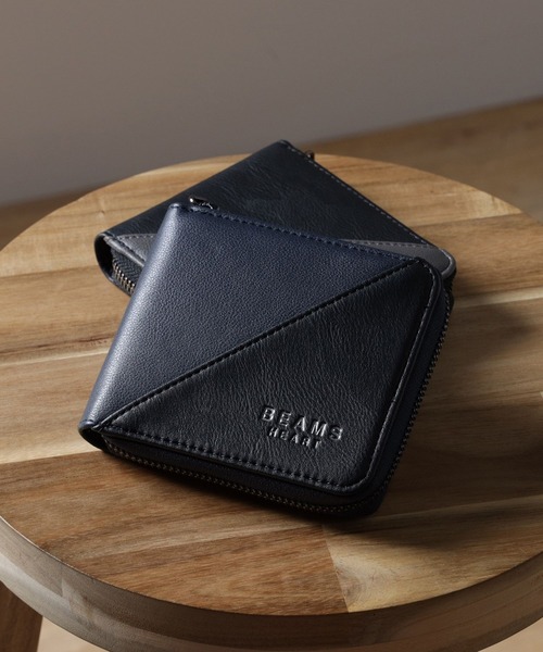 BEAMS HEART(ビームスハート)の「切替 フェイクレザー ジップ ウォレット(財布・メンズ・ネイビー/ブラック/ネイビー系・ONE SIZE)」の3枚目の写真