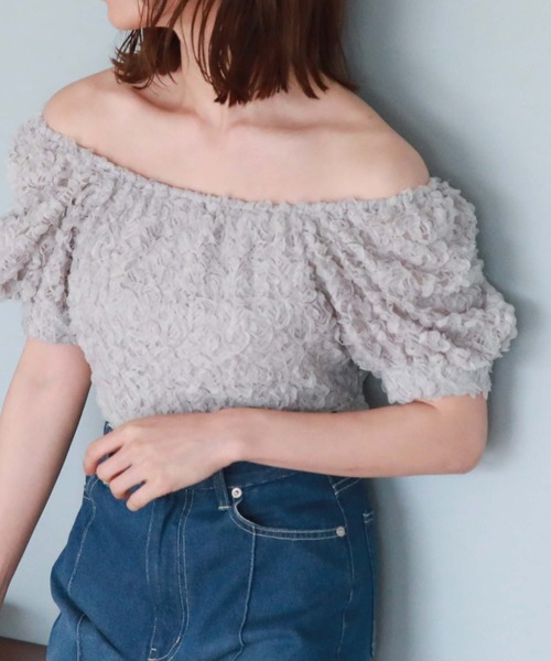 archives(アルシーヴ)の「2wayフリルレースTOPS(Tシャツ/カットソー・レディース・ブルーグレー/ブラック/アイボリー・MEDIUM)」の3枚目の写真
