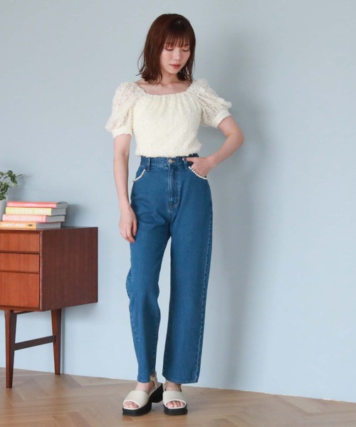 archives(アルシーヴ)の「2wayフリルレースTOPS(Tシャツ/カットソー・レディース・ブルーグレー/ブラック/アイボリー・MEDIUM)」の4枚目の写真