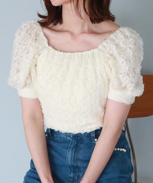 archives(アルシーヴ)の「2wayフリルレースTOPS(Tシャツ/カットソー・レディース・ブルーグレー/ブラック/アイボリー・MEDIUM)」の13枚目の写真