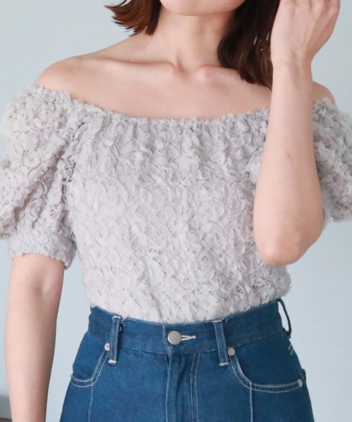 archives(アルシーヴ)の「2wayフリルレースTOPS(Tシャツ/カットソー・レディース・ブルーグレー/ブラック/アイボリー・MEDIUM)」の7枚目の写真