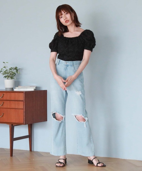 archives(アルシーヴ)の「2wayフリルレースTOPS(Tシャツ/カットソー・レディース・ブルーグレー/ブラック/アイボリー・MEDIUM)」の16枚目の写真