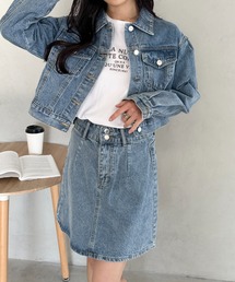 CLEA（クレア）の「クロップド丈デニムジャケットセットアップ（セットアップ）」