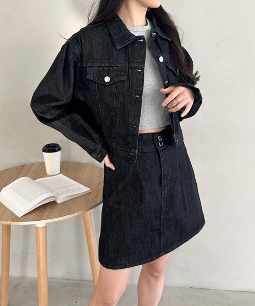 セール】クロップド丈デニムジャケットセットアップ（セットアップ