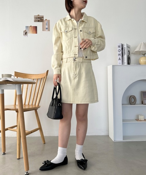 CLEA（クレア）の「クロップド丈デニムジャケットセットアップ（セットアップ・レディース・ブラック/ブルー/ホワイト/ネイビー・M/L）」の22枚目の写真