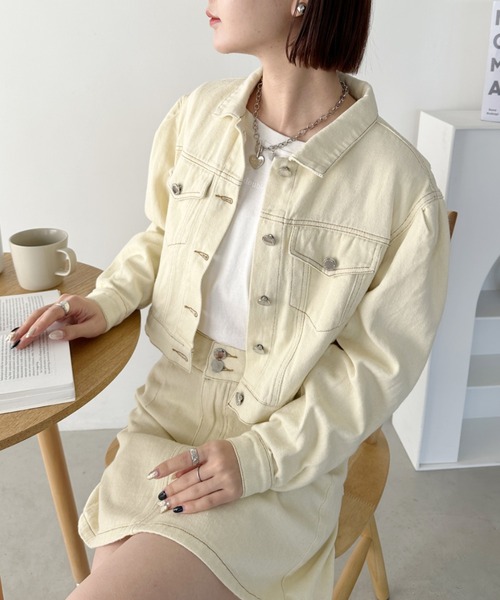 セール】クロップド丈デニムジャケットセットアップ（セットアップ