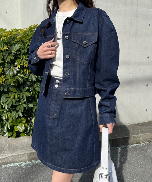 セール】クロップド丈デニムジャケットセットアップ