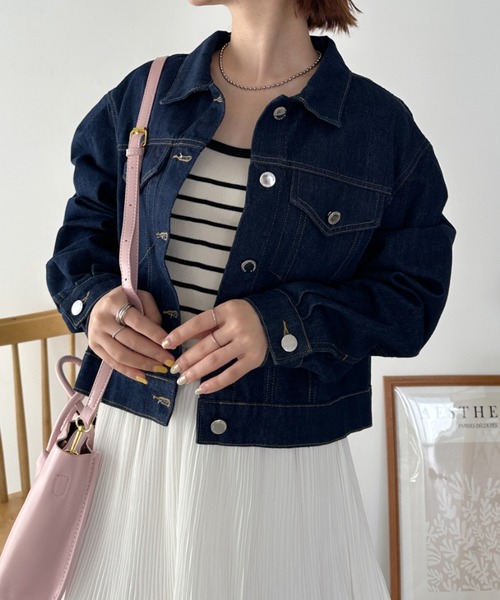 セール】クロップド丈デニムジャケットセットアップ