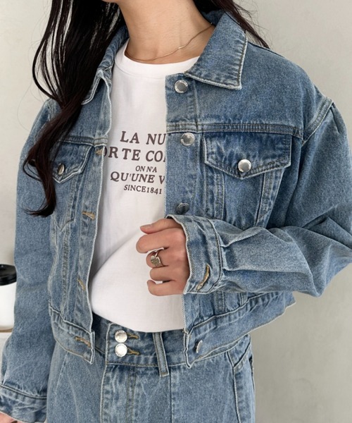 セール】クロップド丈デニムジャケットセットアップ（セットアップ
