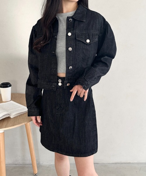 セール】クロップド丈デニムジャケットセットアップ（セットアップ