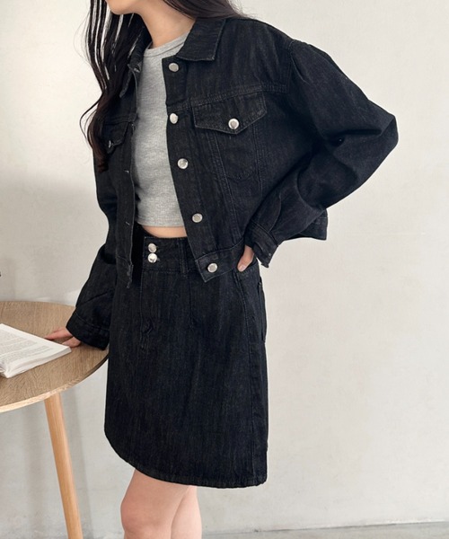 セール】クロップド丈デニムジャケットセットアップ（セットアップ