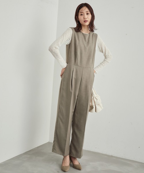 ROPE' PICNIC（ロペピクニック）の「ウールライクサキソニーオールインワン（つなぎ/オールインワン・レディース・ネイビー/ブラウン・38/40）」の7枚目の写真