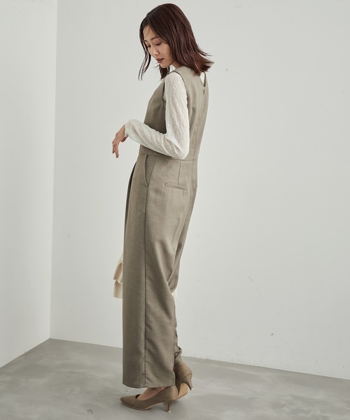 ROPE' PICNIC（ロペピクニック）の「ウールライクサキソニーオールインワン（つなぎ/オールインワン・レディース・ネイビー/ブラウン・38/40）」の21枚目の写真