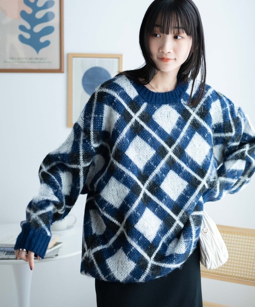 WEGO(ウィゴー)の「WEGO/モヘアライク総柄ビッグプルオーバー(ニット/セーター・メンズ・その他4/その他1/その他2/その他3・MEDIUM/LARGE)」の1枚目の写真