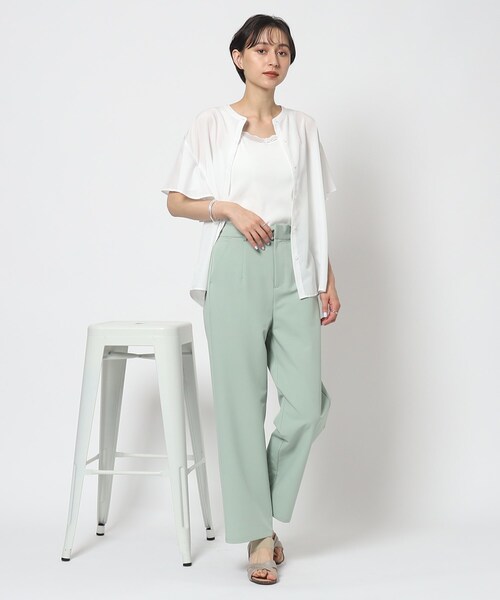 DRESKIP（ドレスキップ）の「◆大人の上品インナー　レース付きキャミソール（タンクトップ・レディース・黄緑系/ブラック/オフホワイト・03/02）」の4枚目の写真