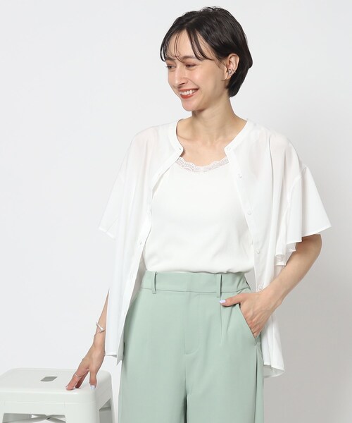 DRESKIP（ドレスキップ）の「◆大人の上品インナー　レース付きキャミソール（タンクトップ・レディース・黄緑系/ブラック/オフホワイト・03/02）」の7枚目の写真