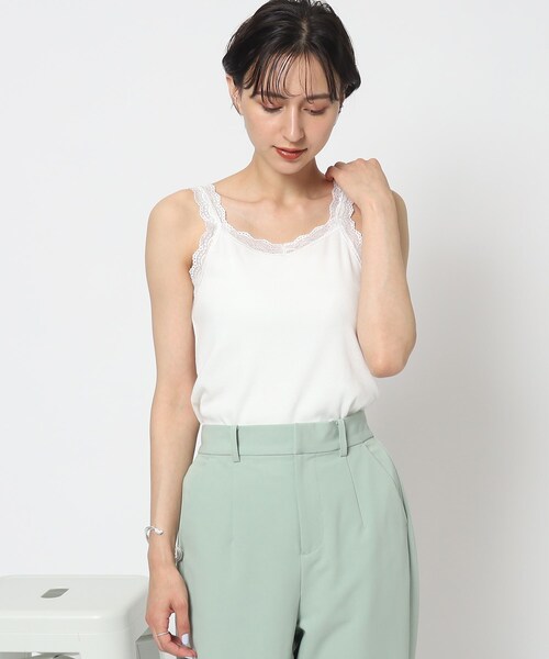 DRESKIP（ドレスキップ）の「◆大人の上品インナー　レース付きキャミソール（タンクトップ・レディース・黄緑系/ブラック/オフホワイト・03/02）」の8枚目の写真