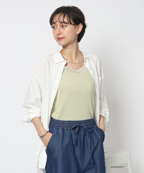 DRESKIP（ドレスキップ）の「◆大人の上品インナー　レース付きキャミソール（タンクトップ・レディース・黄緑系/ブラック/オフホワイト・03/02）」の11枚目の写真