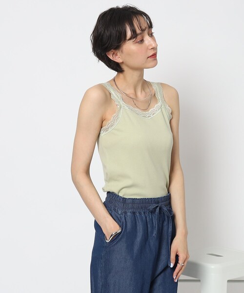 DRESKIP（ドレスキップ）の「◆大人の上品インナー　レース付きキャミソール（タンクトップ・レディース・黄緑系/ブラック/オフホワイト・03/02）」の12枚目の写真