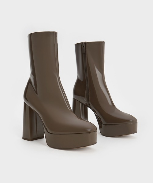CHARLES & KEITH(チャールズ & キース)の「プラットフォーム サイドジップアンクルブーツ(ブーツ・レディース・ブラック/ブラック系その他6/ブラウン/ベージュ/マルーン・25.5cm/25cm/24.5cm/23.5cm/23cm/22.5cm)」の21枚目の写真