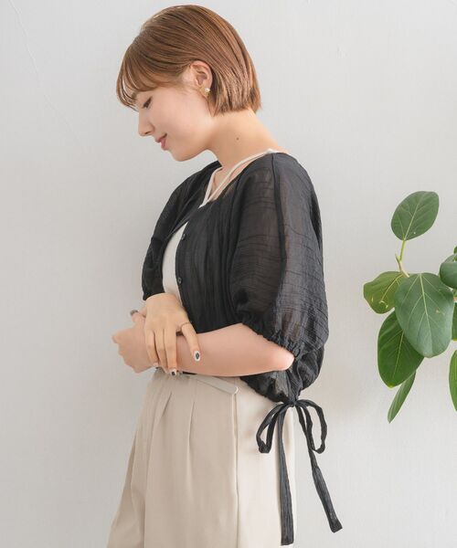 RETRO GIRL(レトロガール)の「2wayドロストショートSH(シャツ/ブラウス・レディース・グリーン/ブラウン/ブラック/ナチュラル・FREE)」の17枚目の写真