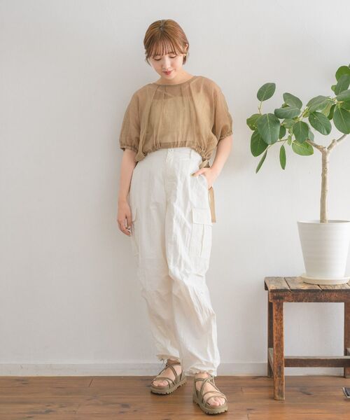 RETRO GIRL(レトロガール)の「2wayドロストショートSH(シャツ/ブラウス・レディース・グリーン/ブラウン/ブラック/ナチュラル・FREE)」の19枚目の写真