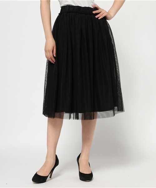 mystic（ミスティック）の「チュールスカート（スカート・レディース・ネイビー/ブラック/オフホワイト・ﾌﾘ-）」の3枚目の写真