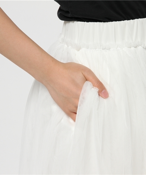 mystic（ミスティック）の「チュールスカート（スカート・レディース・ネイビー/ブラック/オフホワイト・ﾌﾘ-）」の9枚目の写真