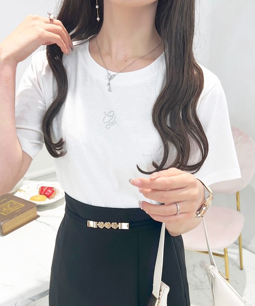 apres jour(アプレジュール)の「ラインストーンロゴTシャツ【ZOZOTOWN限定アイテム】(Tシャツ/カットソー・レディース・ライトブルー/オフホワイト/ライトピンク・フリー/X-LARGE)」の2枚目の写真