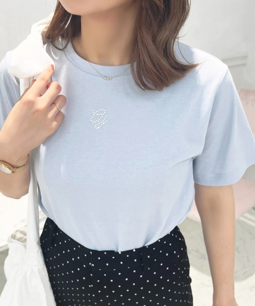 apres jour(アプレジュール)の「ラインストーンロゴTシャツ【ZOZOTOWN限定アイテム】(Tシャツ/カットソー・レディース・ライトブルー/オフホワイト/ライトピンク・フリー/X-LARGE)」の6枚目の写真