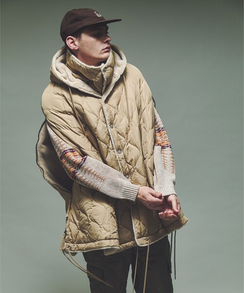 TAION / タイオン】MILITARY RIVERSIBLE DOWN CAPE【U0NISEX