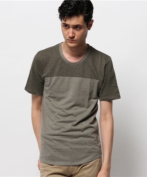 VENCEEXCHANGE(ヴァンスエクスチェンジ)の「異素材切替Tシャツ (Tシャツ/カットソー・メンズ・オフホワイト/オリーブ/ネイビー・MEDIUM/LARGE)」の2枚目の写真