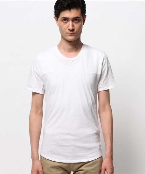 VENCEEXCHANGE(ヴァンスエクスチェンジ)の「異素材切替Tシャツ (Tシャツ/カットソー・メンズ・オフホワイト/オリーブ/ネイビー・MEDIUM/LARGE)」の4枚目の写真