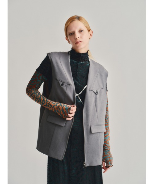 セール】【led.tokyo】FRONT ZIP OVER VEST（ベスト）｜led