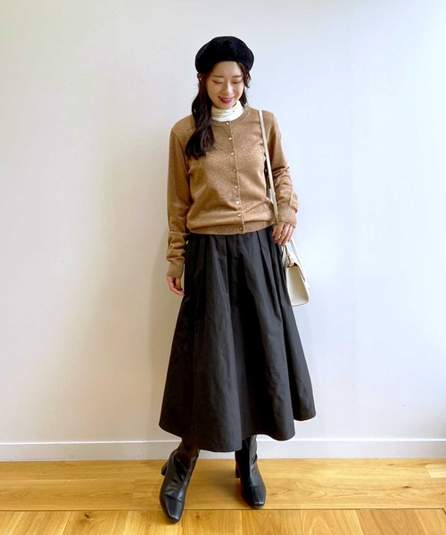 OPAQUE.CLIP（オペークドットクリップ）の「◆メモリータフタ タックフレアスカート【洗濯機洗い可】（スカート・レディース・ブラウン系その他/ピンク系/ブラック・38/42/36/40）」の9枚目の写真