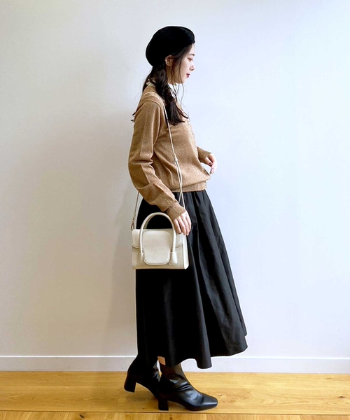 OPAQUE.CLIP（オペークドットクリップ）の「◆メモリータフタ タックフレアスカート【洗濯機洗い可】（スカート・レディース・ブラウン系その他/ピンク系/ブラック・38/42/36/40）」の10枚目の写真