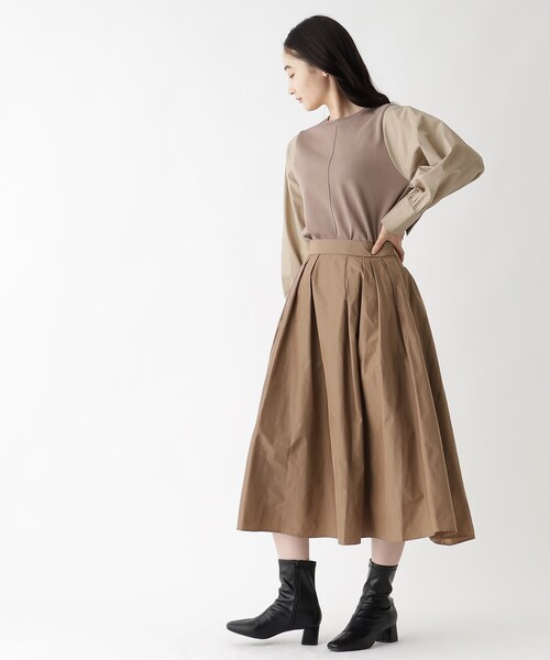 OPAQUE.CLIP（オペークドットクリップ）の「◆メモリータフタ タックフレアスカート【洗濯機洗い可】（スカート・レディース・ブラウン系その他/ピンク系/ブラック・38/42/36/40）」の13枚目の写真