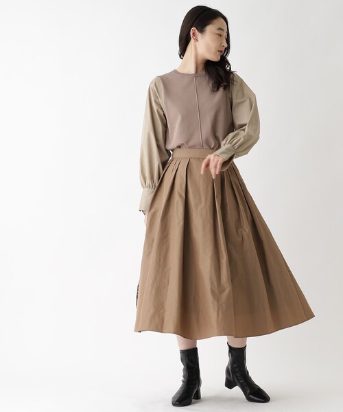 OPAQUE.CLIP（オペークドットクリップ）の「◆メモリータフタ タックフレアスカート【洗濯機洗い可】（スカート・レディース・ブラウン系その他/ピンク系/ブラック・38/42/36/40）」の15枚目の写真