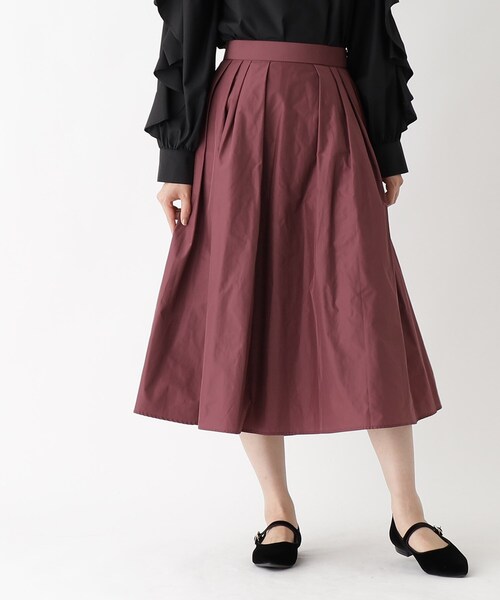 OPAQUE.CLIP（オペークドットクリップ）の「◆メモリータフタ タックフレアスカート【洗濯機洗い可】（スカート・レディース・ブラウン系その他/ピンク系/ブラック・38/42/36/40）」の20枚目の写真